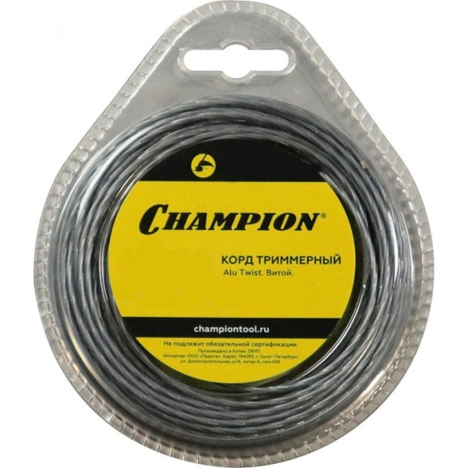 Корд триммерный CHAMPION ALU TWIST 3.0мм*60м (витой)+нож C7065 CH-C7065 Корд триммерный CHAMPION ALU TWIST 3.0мм*60м (витой)+нож C7065 CH-C7065
