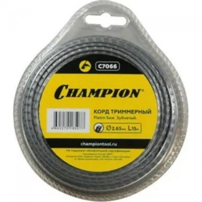 Корд триммерный CHAMPION PLATIN SAW 2.65мм*15м (зубчатый) C7066 CH-C7066 Корд триммерный CHAMPION PLATIN SAW 2.65мм*15м (зубчатый) C7066 CH-C7066