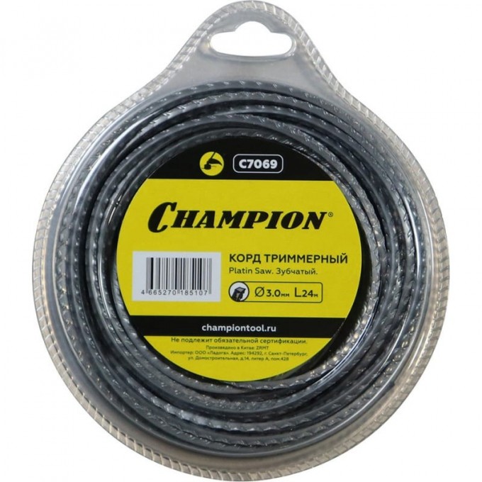 Корд триммерный CHAMPION PLATIN SAW 3.0мм*24м (зубчатый) C7069 CH-C7069 Корд триммерный CHAMPION PLATIN SAW 3.0мм*24м (зубчатый) C7069 CH-C7069