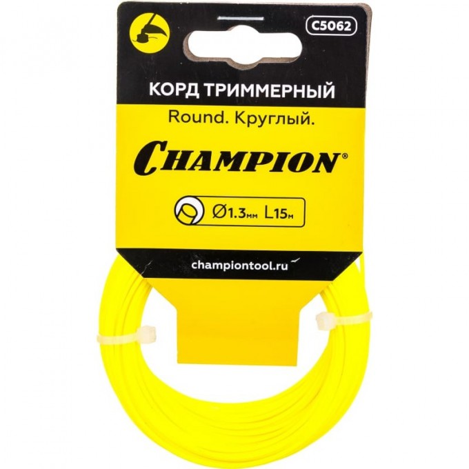 Корд триммерный CHAMPION Round 1.3 мм х15 м (в мотке), C5062 CH-C5062 Корд триммерный CHAMPION Round 1.3 мм х15 м (в мотке), C5062 CH-C5062