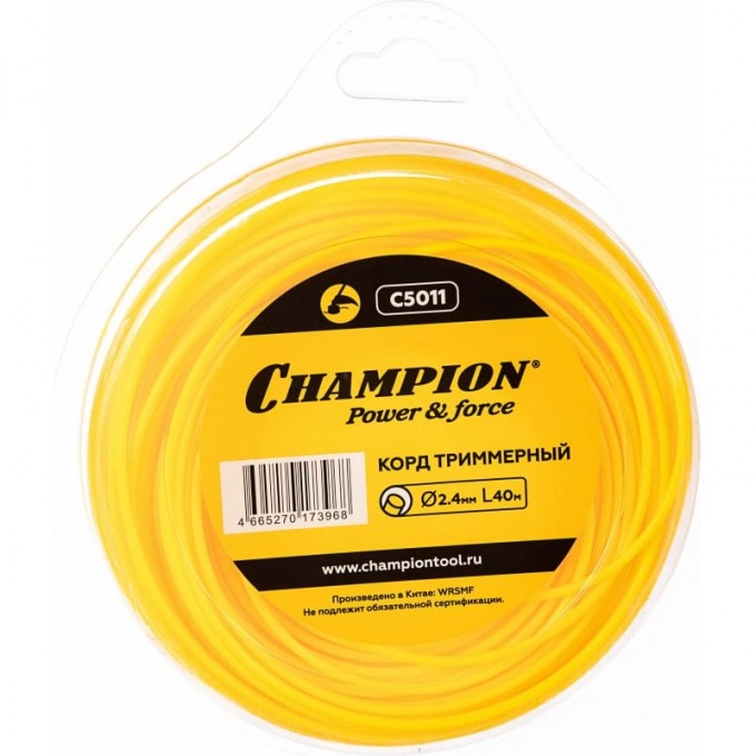 Корд триммерный CHAMPION Round 2.4 мм х 40 м, C5011 CH-C5011 Корд триммерный CHAMPION Round 2.4 мм х 40 м, C5011 CH-C5011