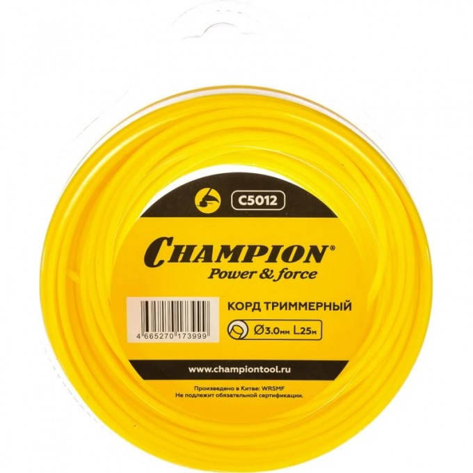 Корд триммерный CHAMPION Round 3.0 мм х 25 м, C5012 CH-C5012 Корд триммерный CHAMPION Round 3.0 мм х 25 м, C5012 CH-C5012