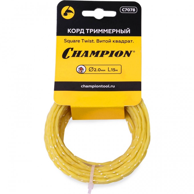 Корд триммерный CHAMPION Square Twist 2.0 мм х 15 м, C7078 CH-C7078 Корд триммерный CHAMPION Square Twist 2.0 мм х 15 м, C7078 CH-C7078