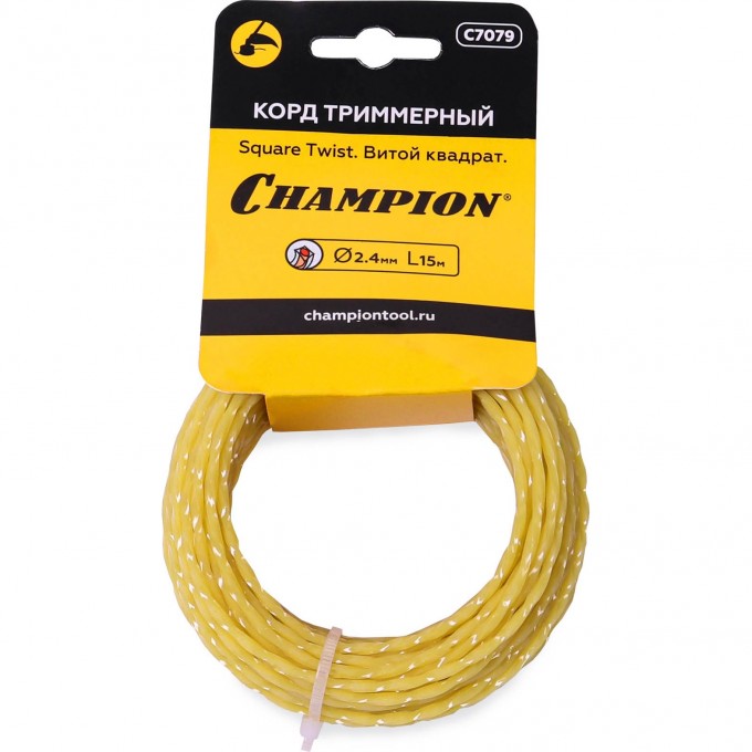 Корд триммерный CHAMPION Square Twist 2.4 мм х 15 м, C7079 CH-C7079 Корд триммерный CHAMPION Square Twist 2.4 мм х 15 м, C7079 CH-C7079