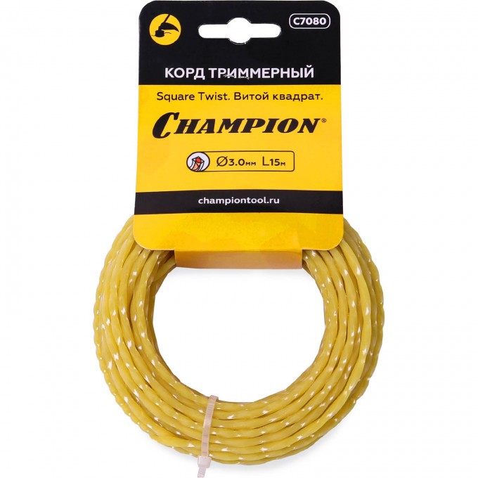 Корд триммерный CHAMPION Square Twist 3.0 мм х 15 м, C7080 CH-C7080 Корд триммерный CHAMPION Square Twist 3.0 мм х 15 м, C7080 CH-C7080