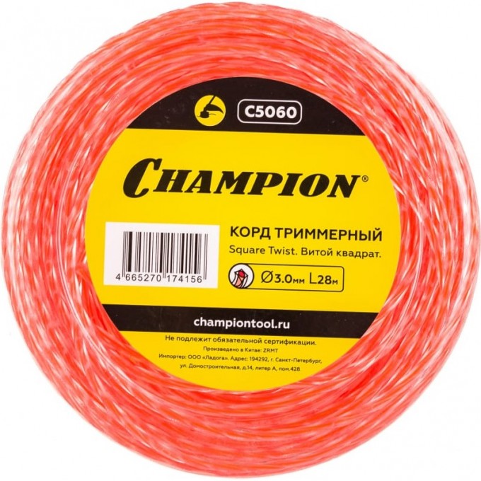 Корд триммерный CHAMPION Square Twist DUO 3.0 мм х 28 м, C5060 CH-C5060 Корд триммерный CHAMPION Square Twist DUO 3.0 мм х 28 м, C5060 CH-C5060