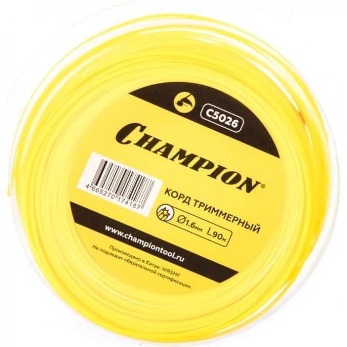 Корд триммерный CHAMPION Star 1,6 мм х 90 м, C5026 CH-C5026 Корд триммерный CHAMPION Star 1,6 мм х 90 м, C5026 CH-C5026
