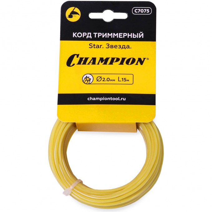 Корд триммерный CHAMPION Star 2.0 мм х 15 м, C7075 CH-C7075 Корд триммерный CHAMPION Star 2.0 мм х 15 м, C7075 CH-C7075