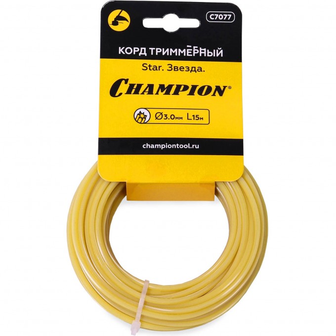 Корд триммерный CHAMPION Star 3.0 мм х 15 м, C7077 CH-C7077 Корд триммерный CHAMPION Star 3.0 мм х 15 м, C7077 CH-C7077