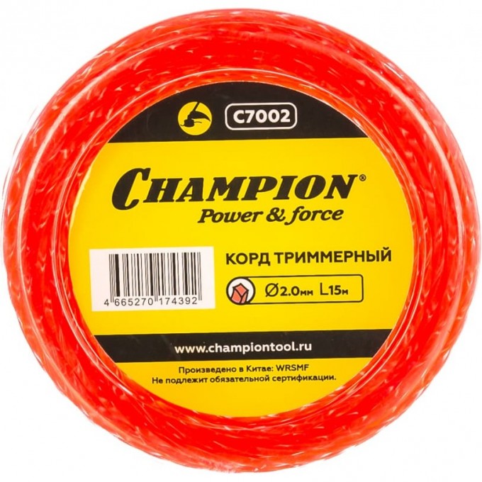 Корд триммерный CHAMPION Twisted Square 2.0 мм х 15 м, C7002 CH-C7002 Корд триммерный CHAMPION Twisted Square 2.0 мм х 15 м, C7002 CH-C7002