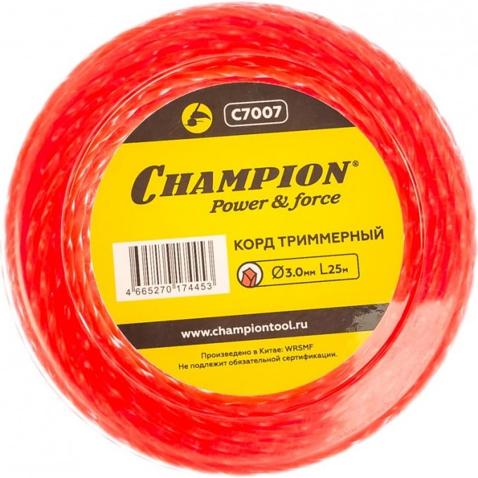 Корд триммерный CHAMPION Twisted Square 3.0 мм х 25 м, C7007 CH-C7007 Корд триммерный CHAMPION Twisted Square 3.0 мм х 25 м, C7007 CH-C7007