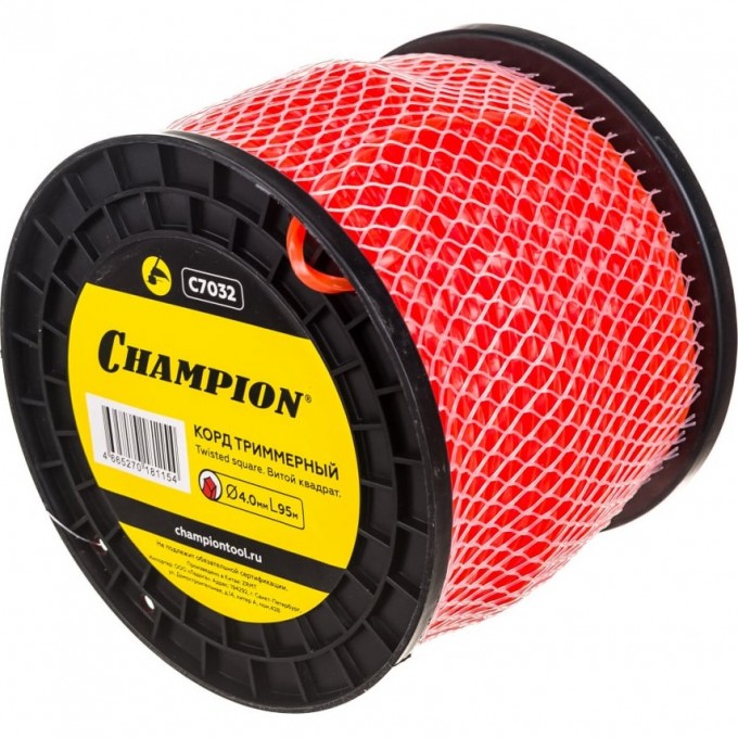 Корд триммерный CHAMPION Twistop Square 4.0 мм х 95 м, C7032 CH-C7032 Корд триммерный CHAMPION Twistop Square 4.0 мм х 95 м, C7032 CH-C7032