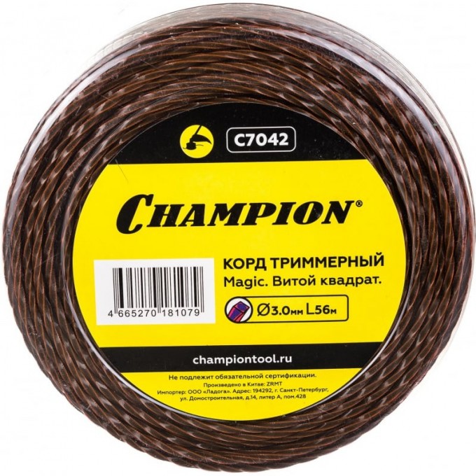 Корд триммерный CHAMPION MAGIC 3.0мм* 56м (витой квадрат)+нож C7042 CH-C7042 Корд триммерный CHAMPION MAGIC 3.0мм* 56м (витой квадрат)+нож C7042 CH-C7042